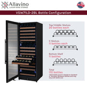 Reserva Series 172 Bottle Dual Zone Built-in Wine Refrigerator with Black Metal Door - Left Hinge Allavino