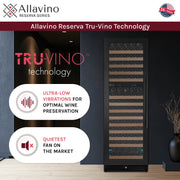 Reserva Series 172 Bottle Dual Zone Built-in Wine Refrigerator with Black Metal Door - Left Hinge Allavino