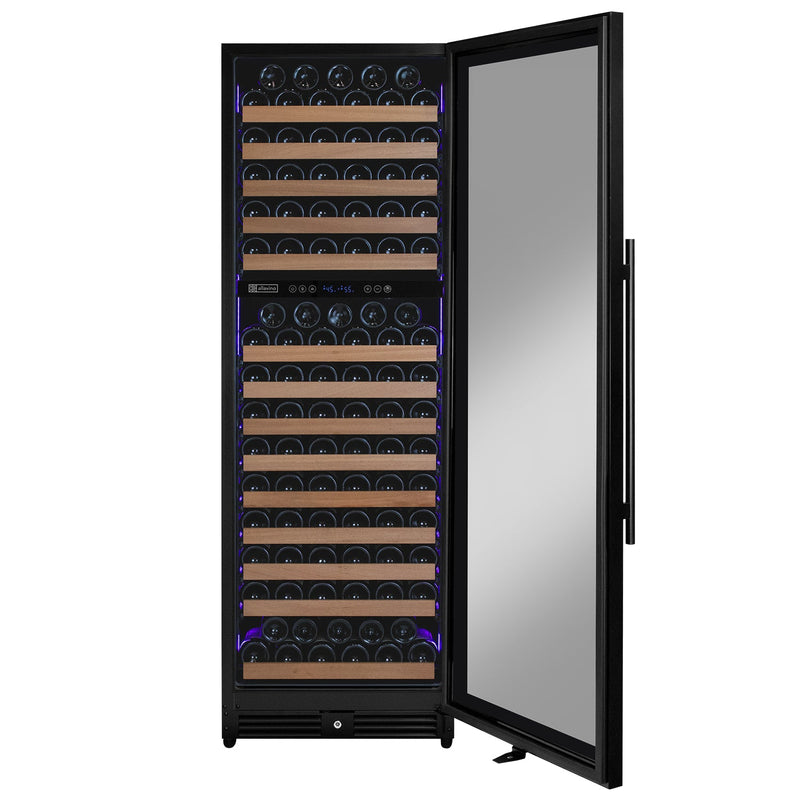 Reserva Series 172 Bottle Dual Zone Built-in Wine Refrigerator with Black Metal Door - Right Hinge Allavino