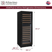 Reserva Series 172 Bottle Dual Zone Built-in Wine Refrigerator with Black Metal Door - Right Hinge Allavino