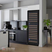 Reserva Series 172 Bottle Dual Zone Built-in Wine Refrigerator with Black Metal Door - Right Hinge Allavino