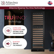 Reserva Series 172 Bottle Dual Zone Built-in Wine Refrigerator with Black Metal Door - Right Hinge Allavino