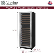 Reserva Series 172 Bottle Dual Zone Built-in Wine Refrigerator with Stainless Steel Door - Left Hinge Allavino
