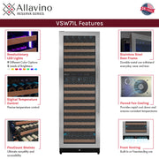 Reserva Series 172 Bottle Dual Zone Built-in Wine Refrigerator with Stainless Steel Door - Left Hinge Allavino