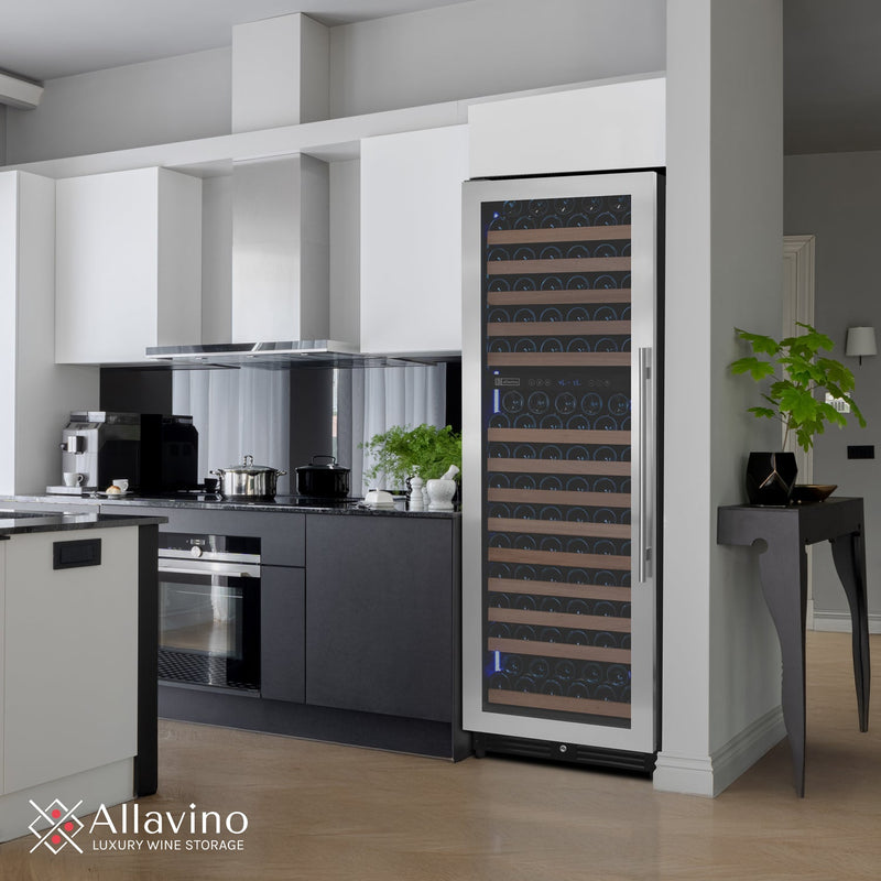 Reserva Series 172 Bottle Dual Zone Built-in Wine Refrigerator with Stainless Steel Door - Left Hinge Allavino