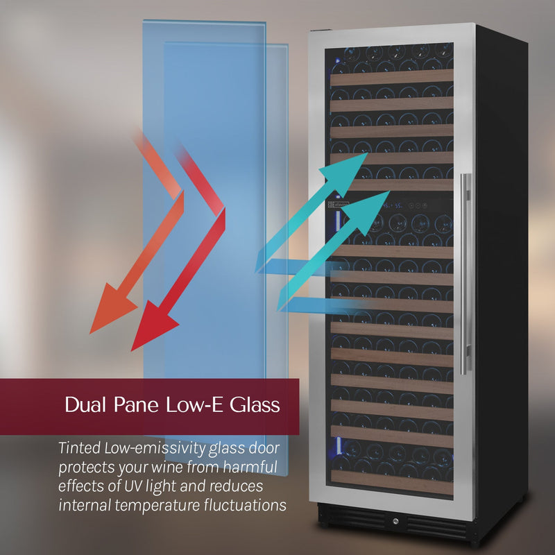 Reserva Series 172 Bottle Dual Zone Built-in Wine Refrigerator with Stainless Steel Door - Left Hinge Allavino