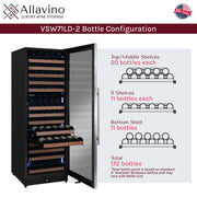 Reserva Series 172 Bottle Dual Zone Built-in Wine Refrigerator with Stainless Steel Door - Right Hinge Allavino