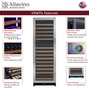 Reserva Series 172 Bottle Dual Zone Built-in Wine Refrigerator with Stainless Steel Door - Right Hinge Allavino