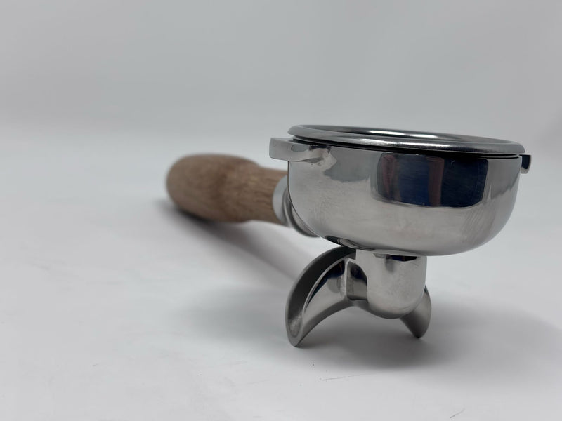 58mm Double Spout Portafilter with Wood Handle Espresso Outlet LLC