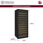 32" Wide Vite II Tru-Vino 277 Bottle Single Zone Black Right Hinge Wine Refrigerator Allavino