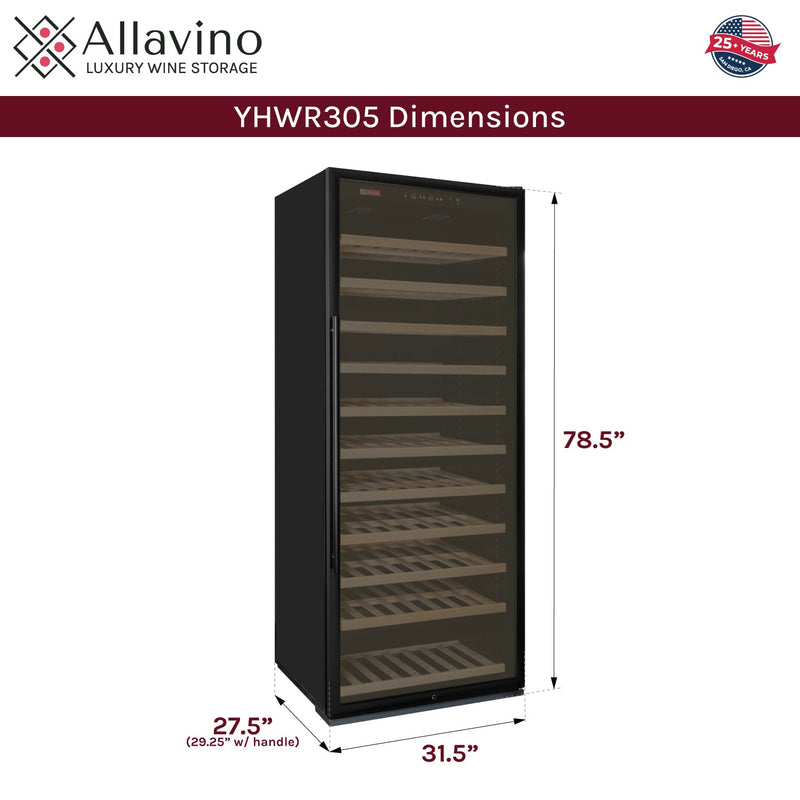32" Wide Vite II Tru-Vino 277 Bottle Single Zone Black Right Hinge Wine Refrigerator Allavino