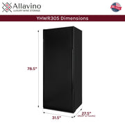 32" Wide Vite II Tru-Vino 305 Bottle Single Zone Solid Black Left Hinge Door Wine Refrigerator Allavino
