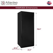32" Wide Vite II Tru-Vino 305 Bottle Single Zone Solid Black Right Hinge Door Wine Refrigerator Allavino