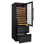 76.5" Tall Black Wine Refrigerator with Two Refrigerated Drawers Allavino