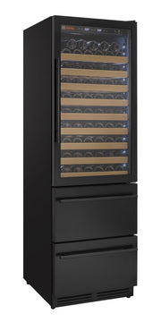 76.5" Tall Black Wine Refrigerator with Two Refrigerated Drawers Allavino