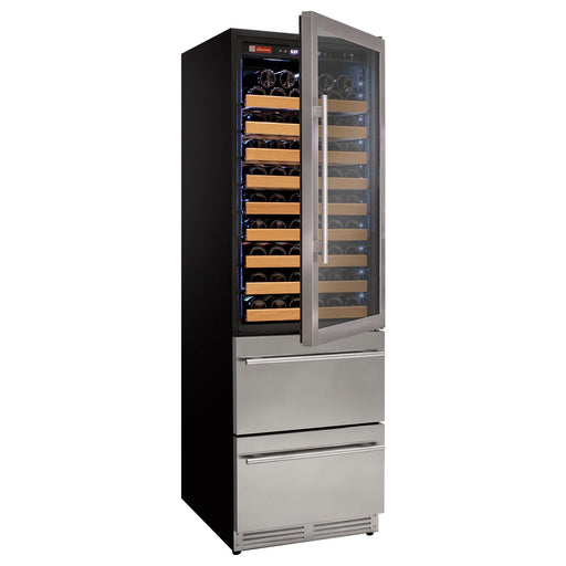 76.5" Tall Stainless Steel Wine Refrigerator with Two Refrigerated Drawers Allavino