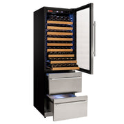 76.5" Tall Stainless Steel Wine Refrigerator with Two Refrigerated Drawers Allavino