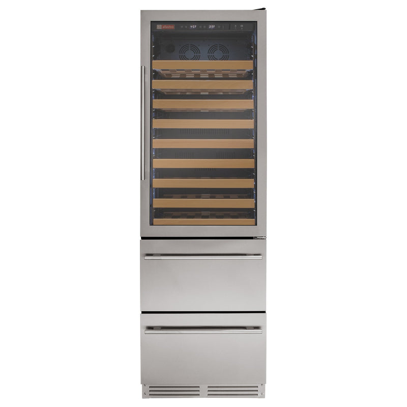 76.5" Tall Stainless Steel Wine Refrigerator with Two Refrigerated Drawers Allavino