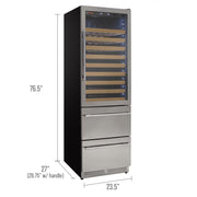 76.5" Tall Stainless Steel Wine Refrigerator with Two Refrigerated Drawers Allavino