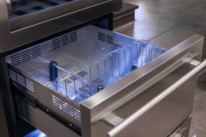 76.5" Tall Stainless Steel Wine Refrigerator with Two Refrigerated Drawers Allavino
