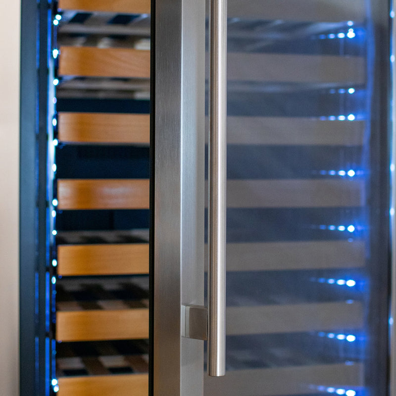76.5" Tall Stainless Steel Wine Refrigerator with Two Refrigerated Drawers Allavino