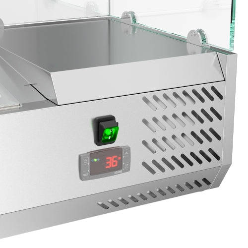 40 in. Three Pan Refrigerated Countertop Condiment Prep Station - SCDC-3P-SSL