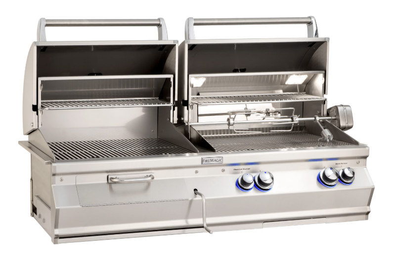 Fire Magic Aurora A830i Gas/Charcoal Combo Built-In Grill with Analog Thermometers