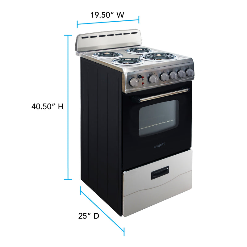 Avanti 20" Electric Range Oven with Framed Glass Door Avanti Products, LLC