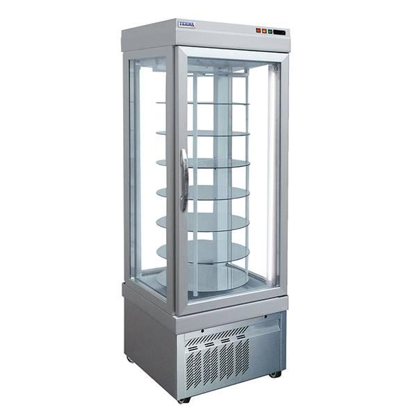 AMPTO 4401 NFP 18 Cu Ft Revolving 4 - Sided Glass Merchandiser Refrigerated - CulinaryProfis
