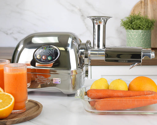 Angel Juicer 8500 3HP 82RPM Twin Gear Surgical Steel Juicer (Super Angel Deluxe) Angel Juicer