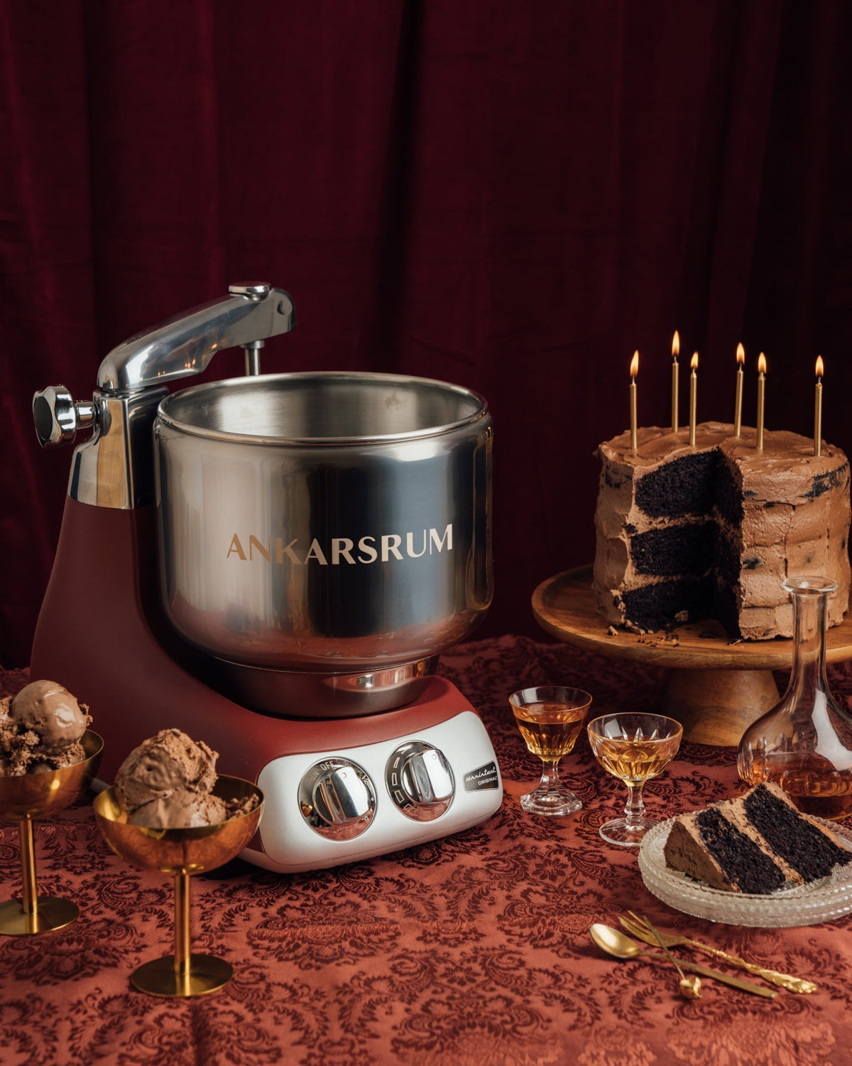 Ankarsrum Original Kitchen Machine Rustic Maroon - CulinaryProfis