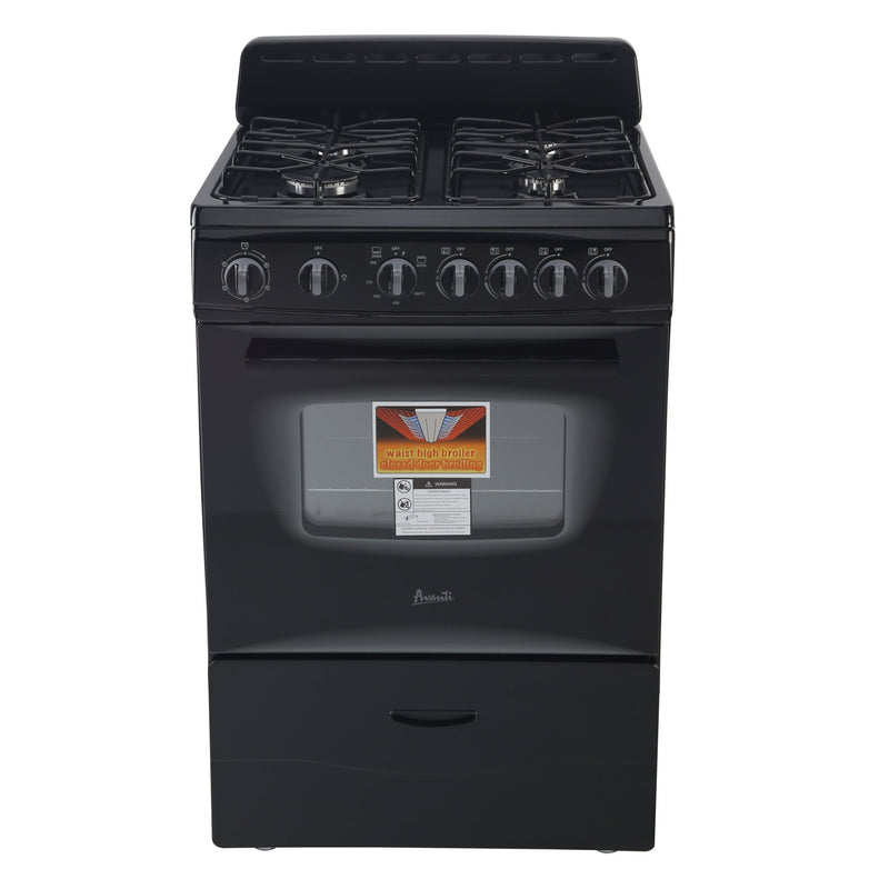 Avanti - GR2415CB, Avanti 24" Compact Gas Range Oven, in Black - CulinaryProfis