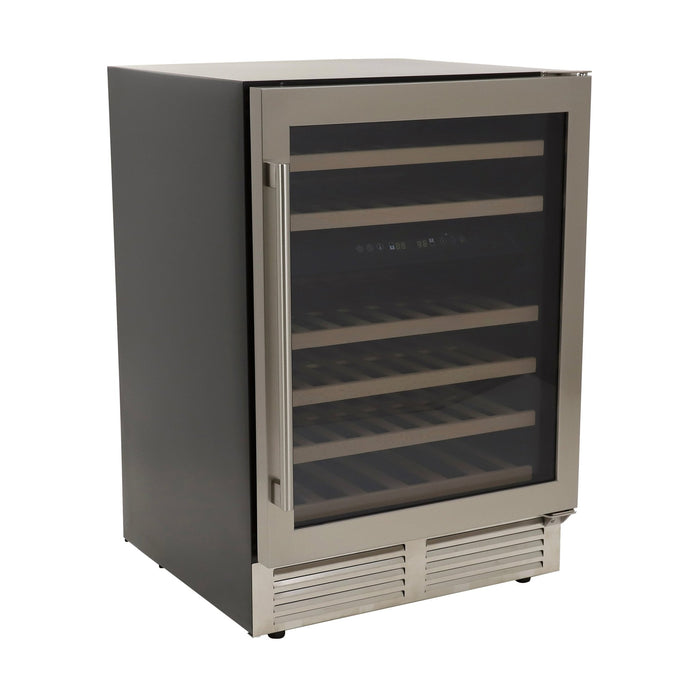 Avanti - WCD46DZ3S, Dual - Zone Wine Cooler, 46 Bottle Capacity, in Stainless Steel with Wood Accent Shelving - CulinaryProfis