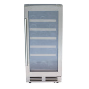 Avanti - WCF281E3SS, Avanti DESIGNER Series Wine Cooler, 28 Bottle Capacity, in Stainless Steel with Wood Accent Shelving - CulinaryProfis
