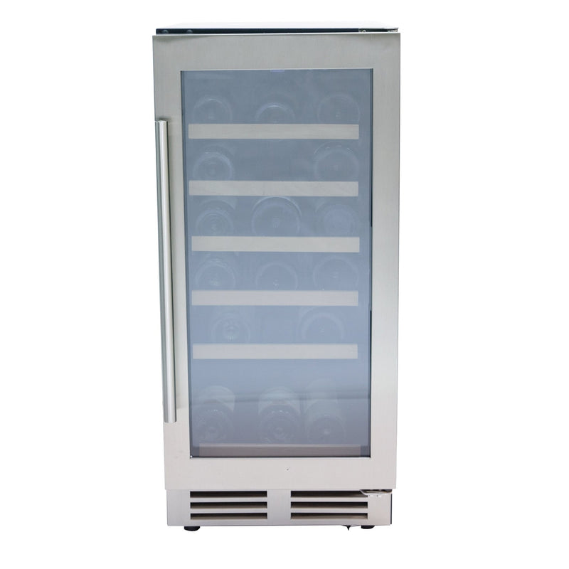 Avanti - WCF281E3SS, Avanti DESIGNER Series Wine Cooler, 28 Bottle Capacity, in Stainless Steel with Wood Accent Shelving - CulinaryProfis