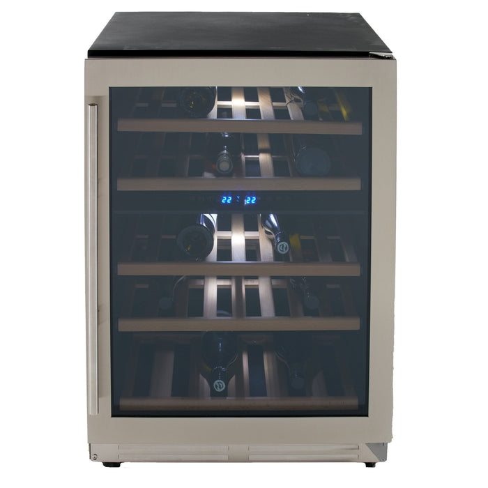 Avanti - WCF43S3SD, Avanti DESIGNER Series Dual - Zone Wine Cooler, 43 Bottle Capacity, in Stainless Steel with Wood Accent Shelving - CulinaryProfis