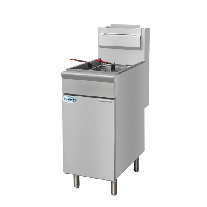 40 lb. Floor Standing Natural Gas Commercial Fryer with 90,000 BTU in Stainless-Steel, ETL Listed (KM-FDF40-NG)