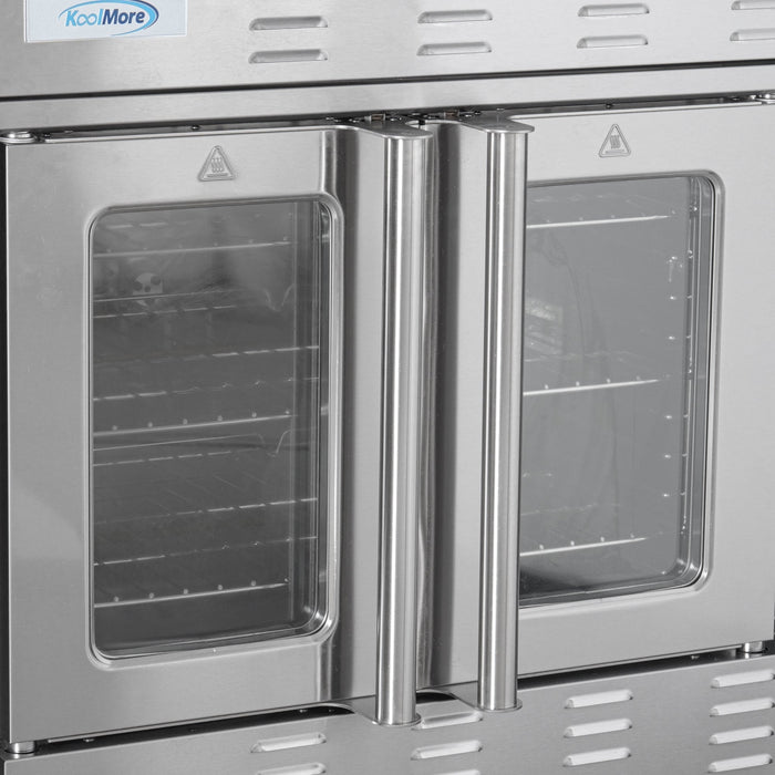 38 in. Full Size Double Commercial Natural Gas Convection Oven 108,000 BTU Total with stacking And Casters (KM-DCCO54-NGC)