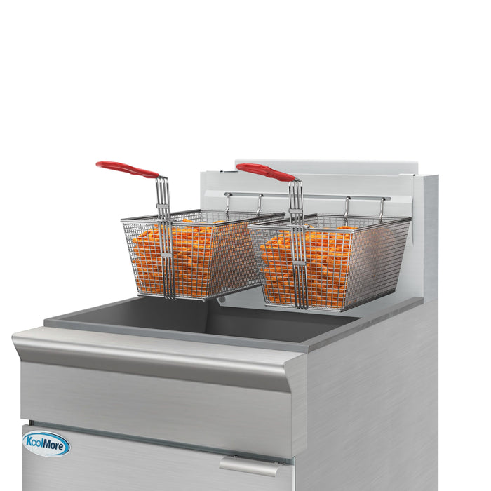 75 lb. Floor Standing Natural Gas Commercial Fryer with 150,000 BTU in Stainless-Steel, ETL Listed (KM-FDF75-NG)