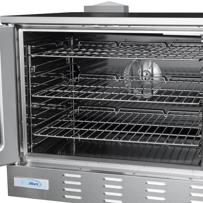 38 in. Full Size Double Commercial Natural Gas Convection Oven 108,000 BTU Total with Stacking Kit (KM-DCCO54-NG)