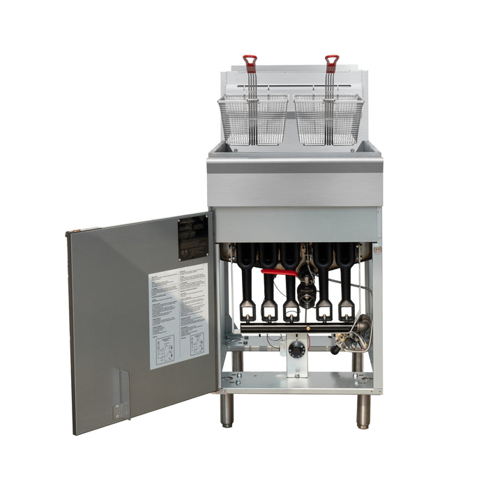 75 lb. Floor Standing Natural Gas Commercial Fryer with 150,000 BTU in Stainless-Steel, ETL Listed (KM-FDF75-NG)