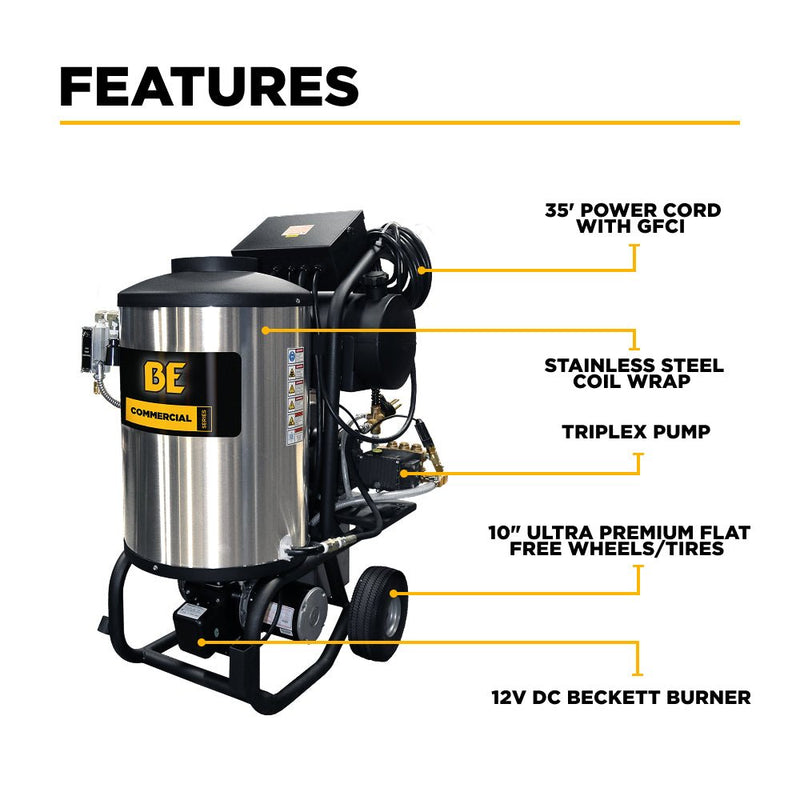 BEPowerEquipment 2,300 PSI 4.0 GPM Hot Water Electric Pressure Washer with Comet Triplex Pump - 42 - 6 - CulinaryProfis