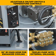 BEPowerEquipment 2,700 PSI 4.6 GPM 7.5 HP Hot Water Pressure Washer with Baldor Motor and AR Triplex Pump - HW2775E1CNG - CulinaryProfis