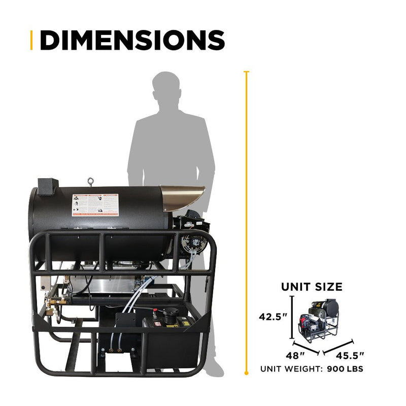BEPowerEquipment 3,000 PSI 10 GPM Hot Water Gas Pressure Washer Skid with General Triplex Pump - SE5815HHZGP - CulinaryProfis