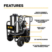 BEPowerEquipment 3,000 PSI 3.0GPM Hot Water Pressure Washer with Honda GX200 Engine and General Triplex Pump - HW2765HG - CulinaryProfis