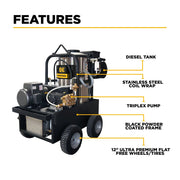 BEPowerEquipment 3,000 PSI 5.0 GPM Hot Water Electric Pressure Washer with General Triplex Pump - 15 - 530 - CulinaryProfis