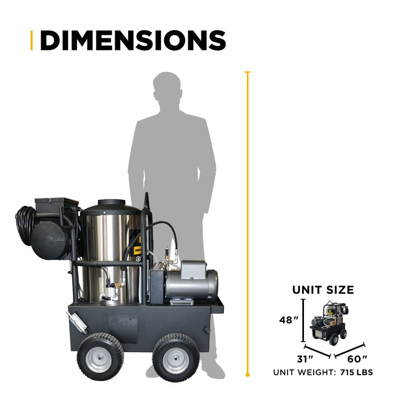 BEPowerEquipment 3,000 PSI 5.0 GPM Hot Water Electric Pressure Washer with General Triplex Pump - 15 - 530 - CulinaryProfis