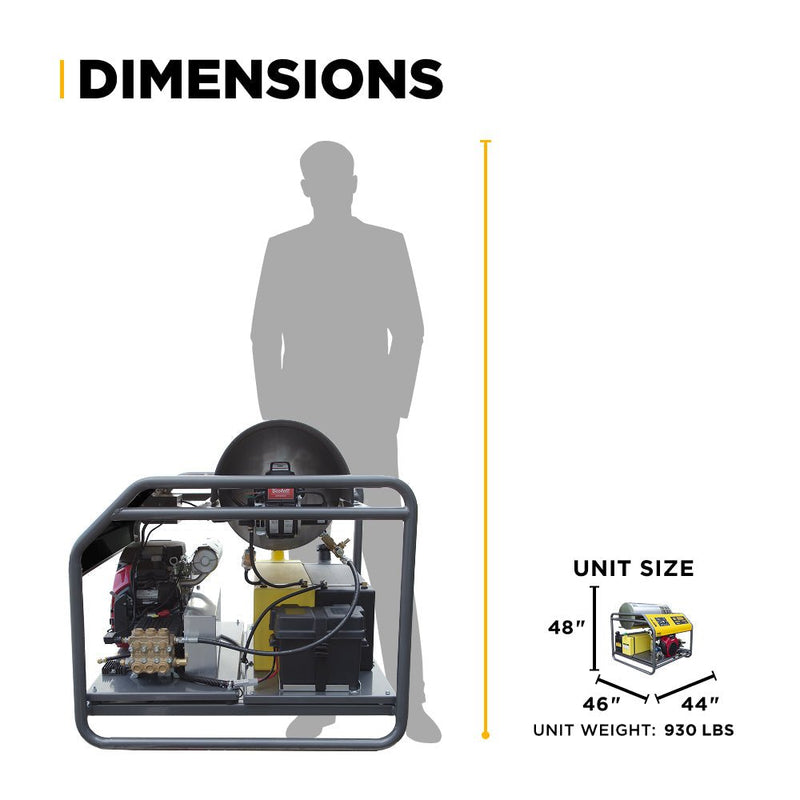 BEPowerEquipment 3,000 PSI 8.0GPM Hot Water Pressure Washer with Honda GX690 Engine and General Triplex Pump - HW3024HG12V - CulinaryProfis