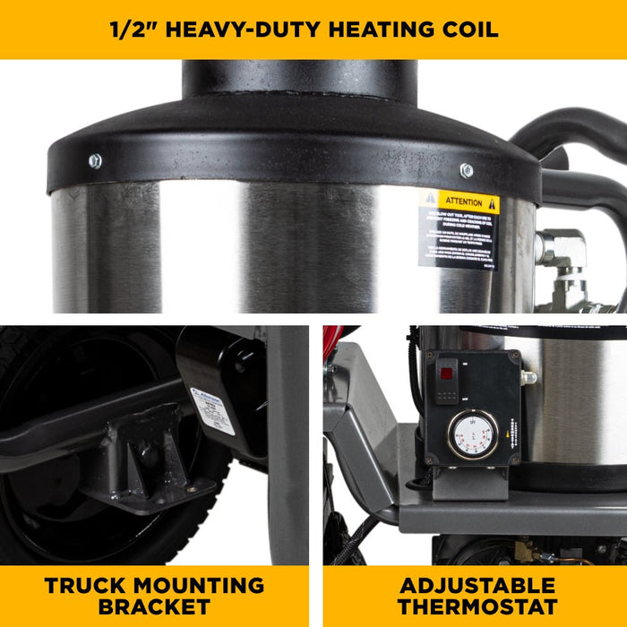 BEPowerEquipment 3000PSI 3.0GPM Hot Water Pressure Washer with Honda GX200 Engine and Comet Triplex Pump - HW2765HC - CulinaryProfis