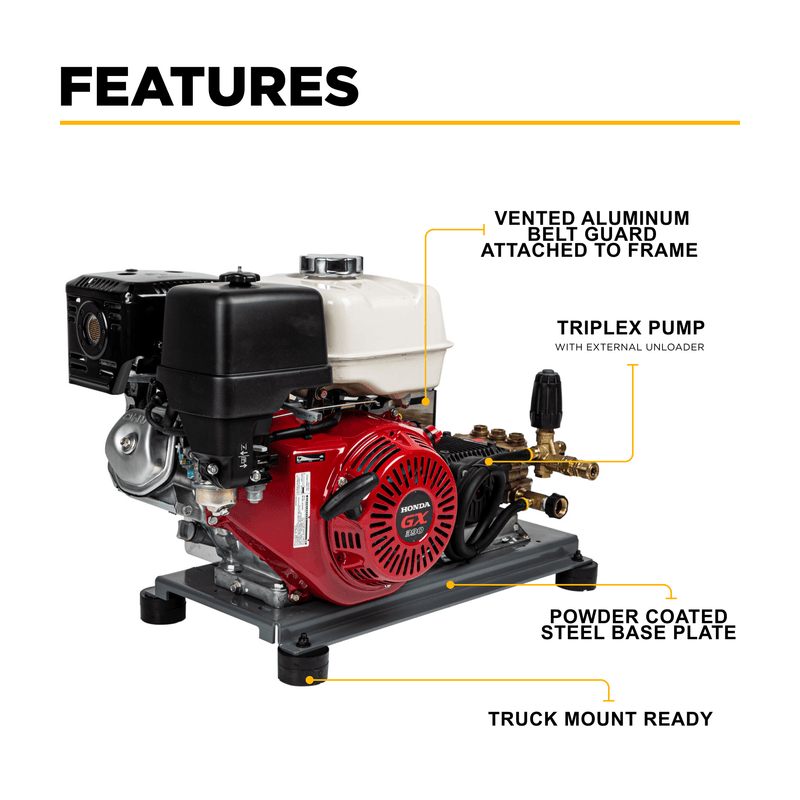 BEPowerEquipment 3,200 PSI 5.2 GPM Truck Mount Cold Water Gas Pressure Washer - B3213HTBCS - CulinaryProfis